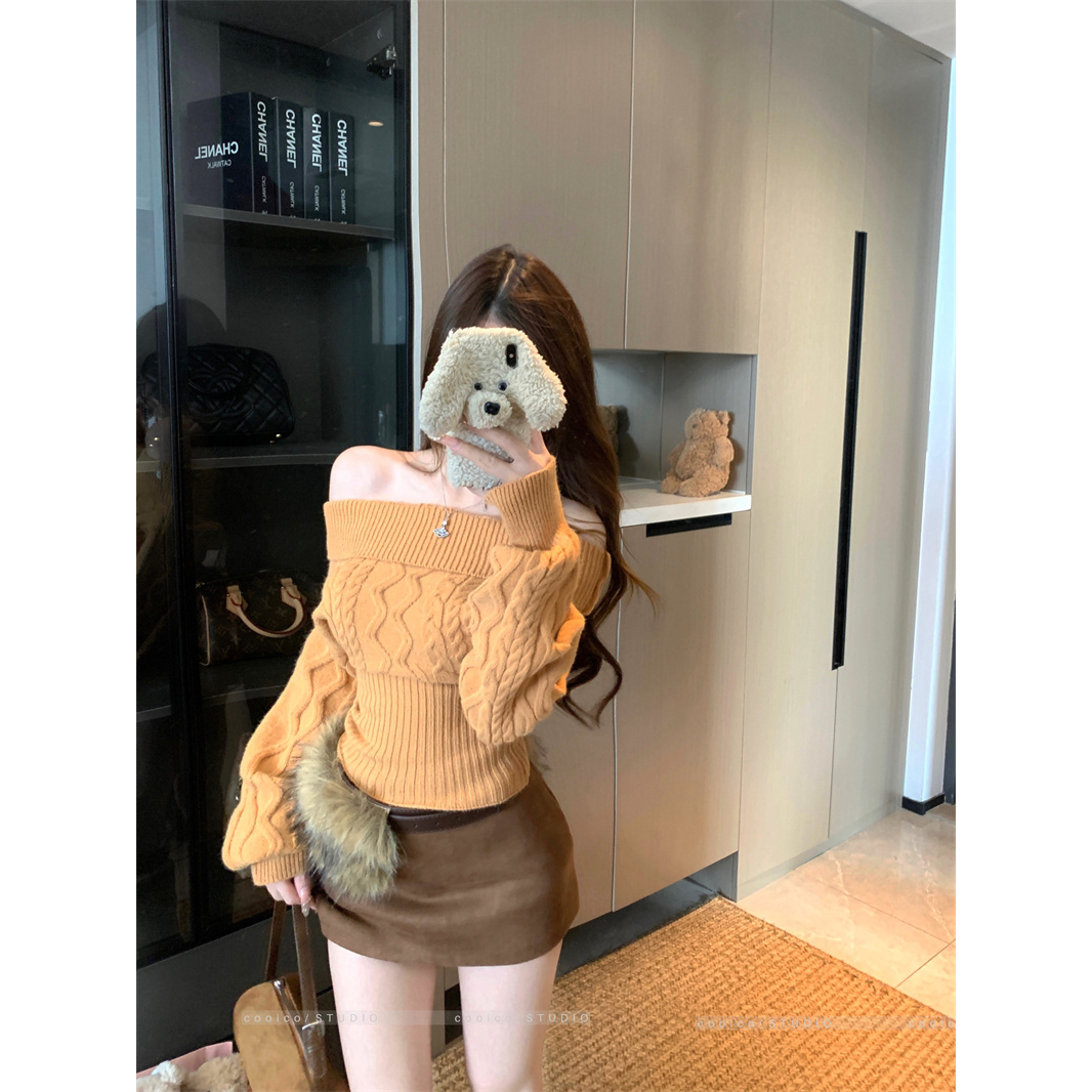 韩系氛围感毛衣女秋冬新款中古风纯欲百搭加厚麻花长袖收腰针织衫