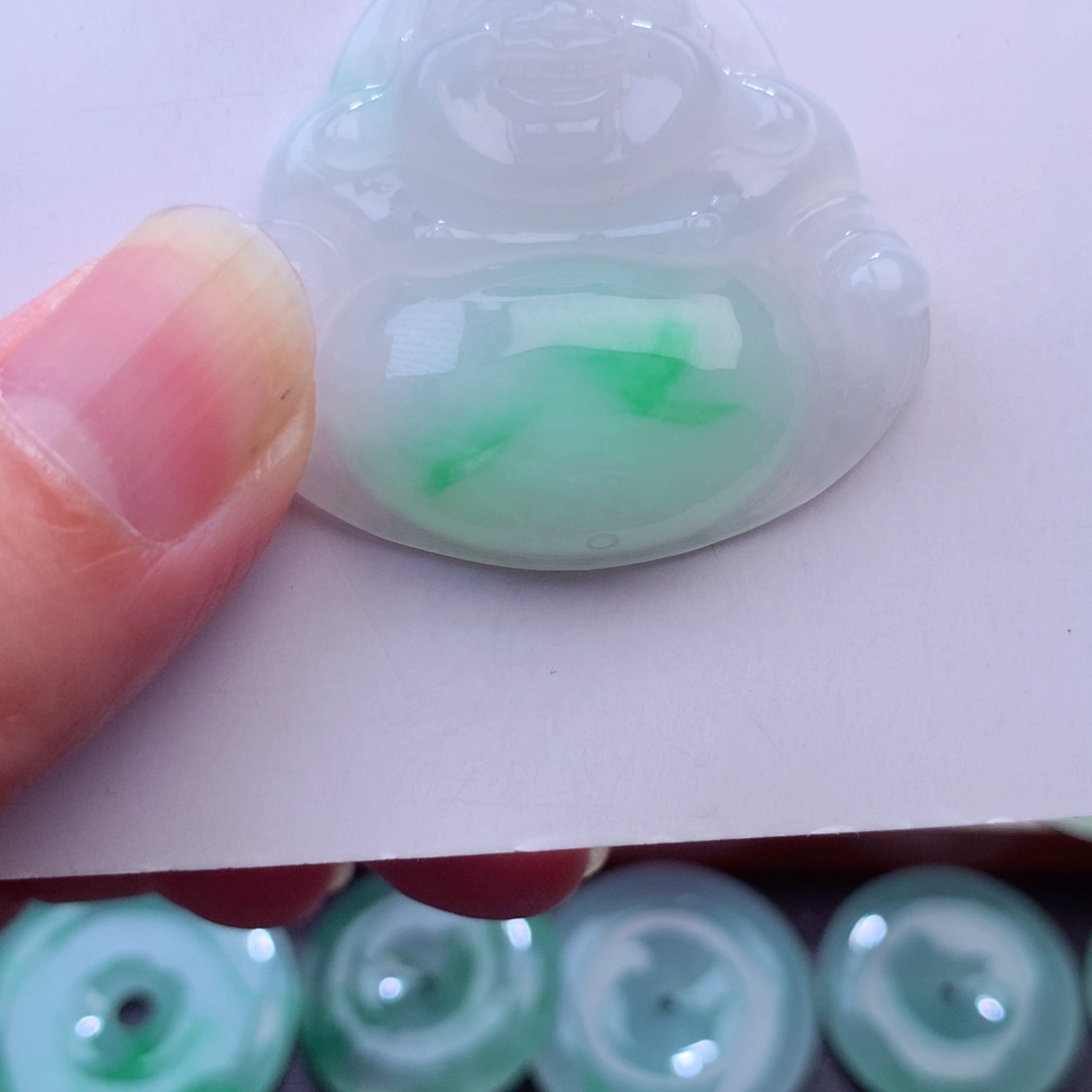 翡翠吊坠(不含链)18K金镶嵌