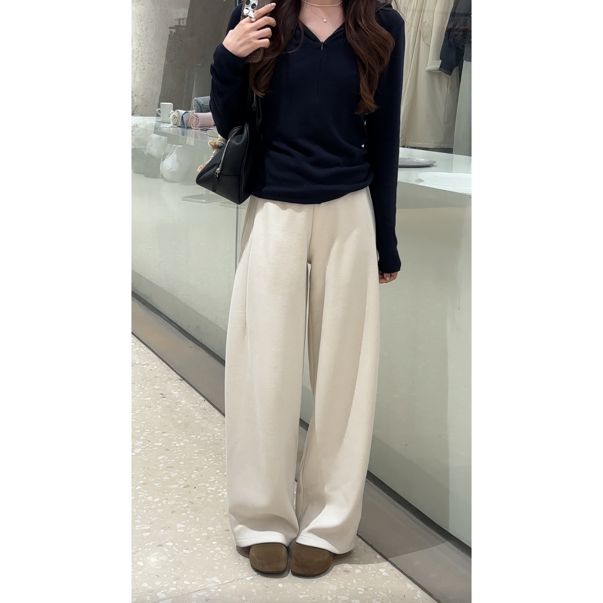 22159#【冬款加厚绒绒版】～为品质买单～！松紧腰直筒裤（摩擦多会起球