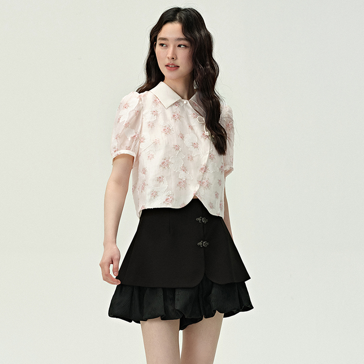 【银泰百货OH】pit复古新中式夏季洋气别致薄款小衫上衣104B421526