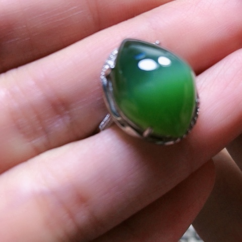 和田玉戒指银S925镶嵌