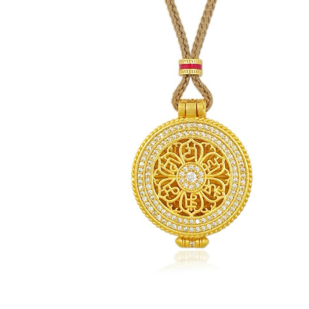 铜合金吊坠 615  2025镀K金翻盖嘎乌盒吊坠观音佛祖挂坠项链