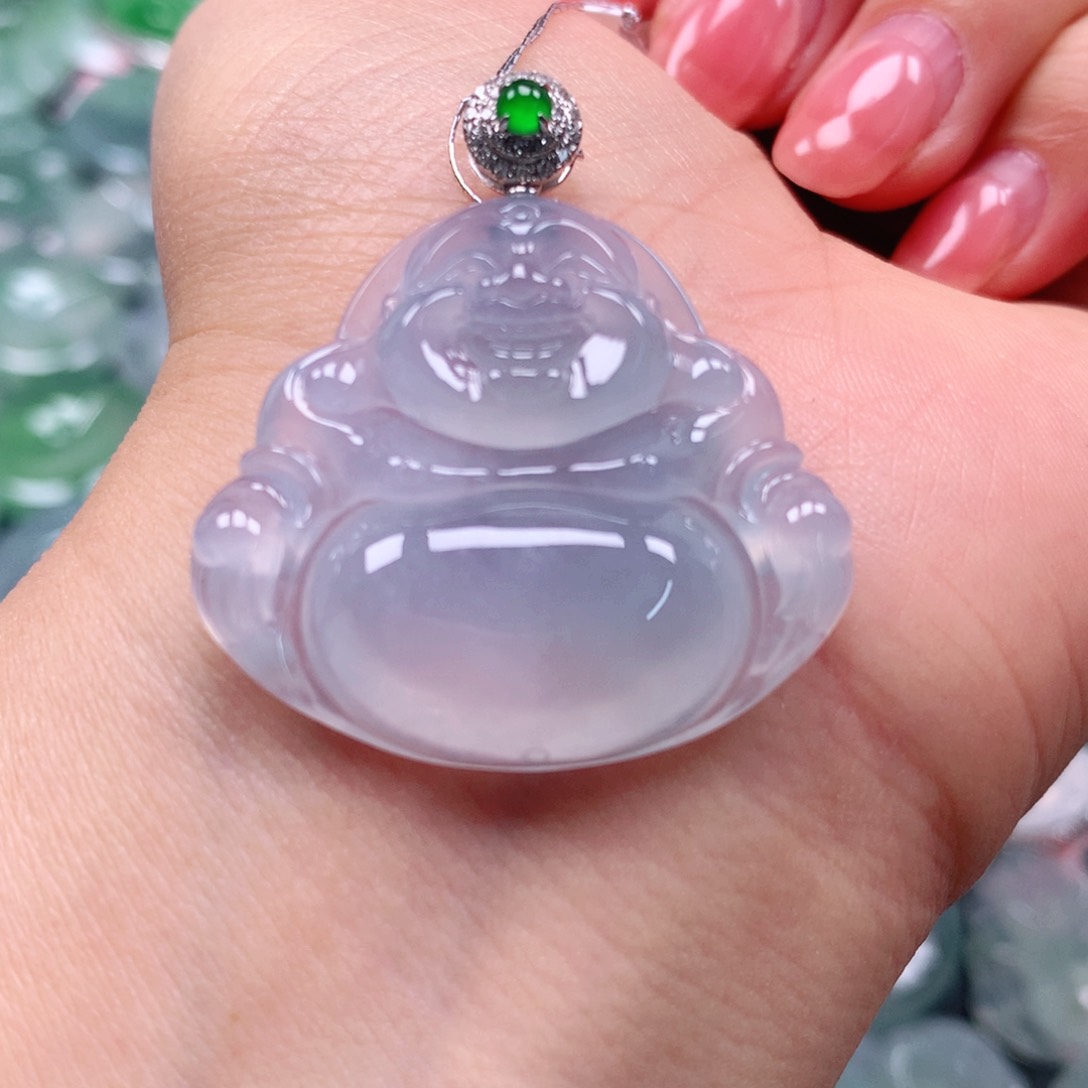 翡翠颈饰18K金镶嵌天然翡翠