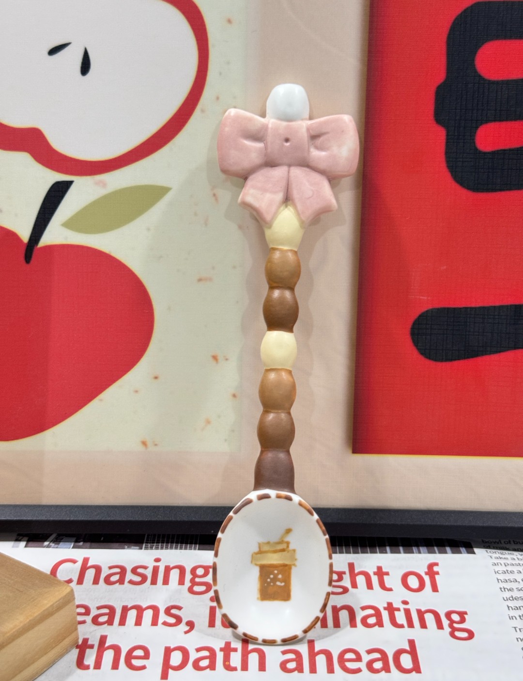 景德镇时光绘馆创意手绘高温釉下彩陶瓷 粉色大蝴蝶勺