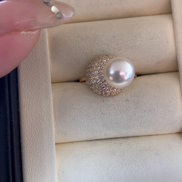 银S925镶嵌戒指海水珍珠