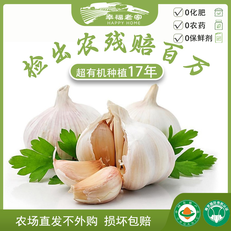 幸福老家有机大蒜5斤 新蒜上市 蒜香浓郁 农场直发 零农药零化肥