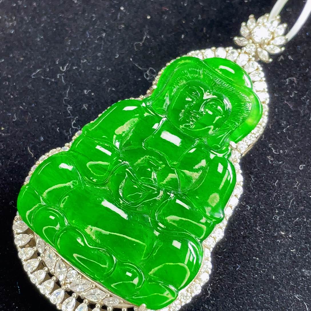 翡翠吊坠(不含链)银S925镶嵌