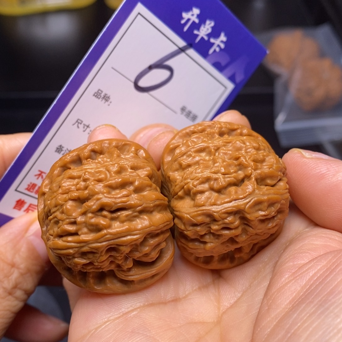 文玩核桃把件6号闷白37尺