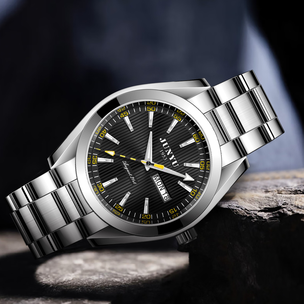 大黄蜂潮流夜光防水男表不锈钢表带蝴蝶扣男士手表商务