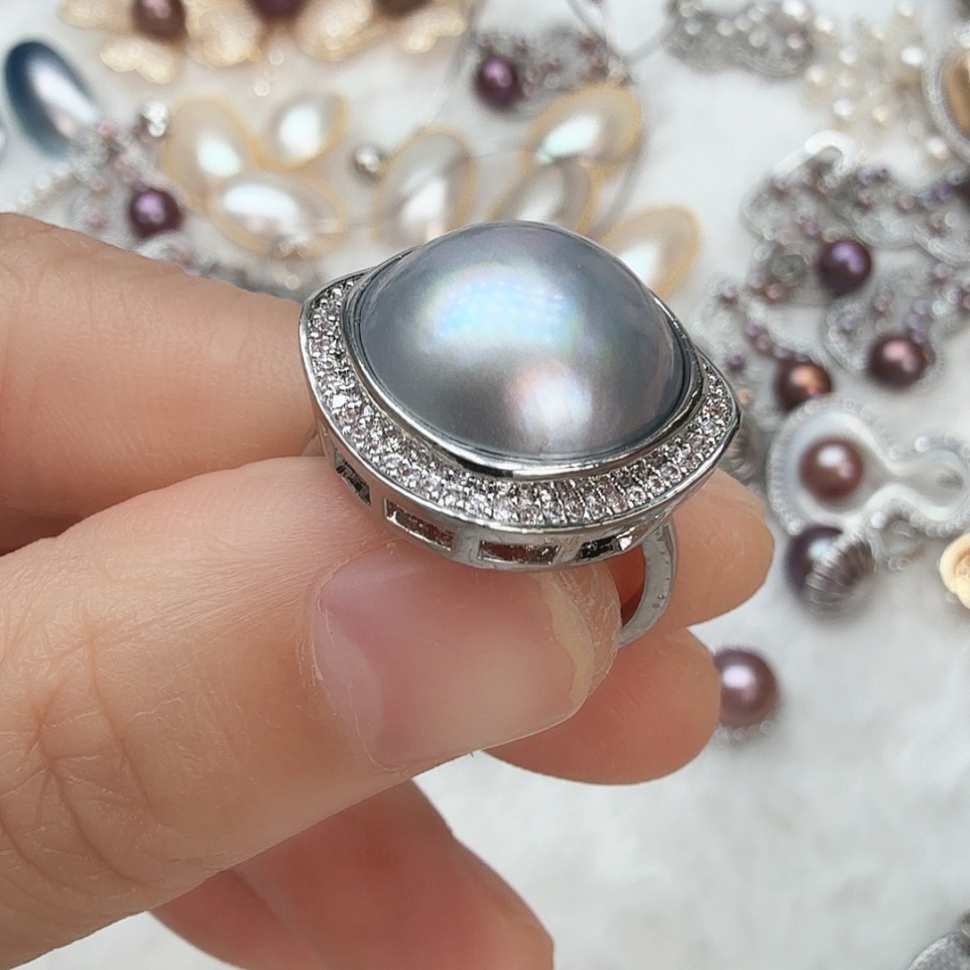 拼合珍珠（马贝珠）未镶嵌戒圈