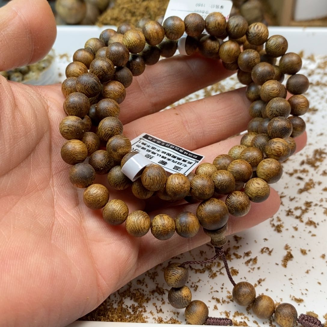 沉香手串景**艺绿棋楠规格0.8-22