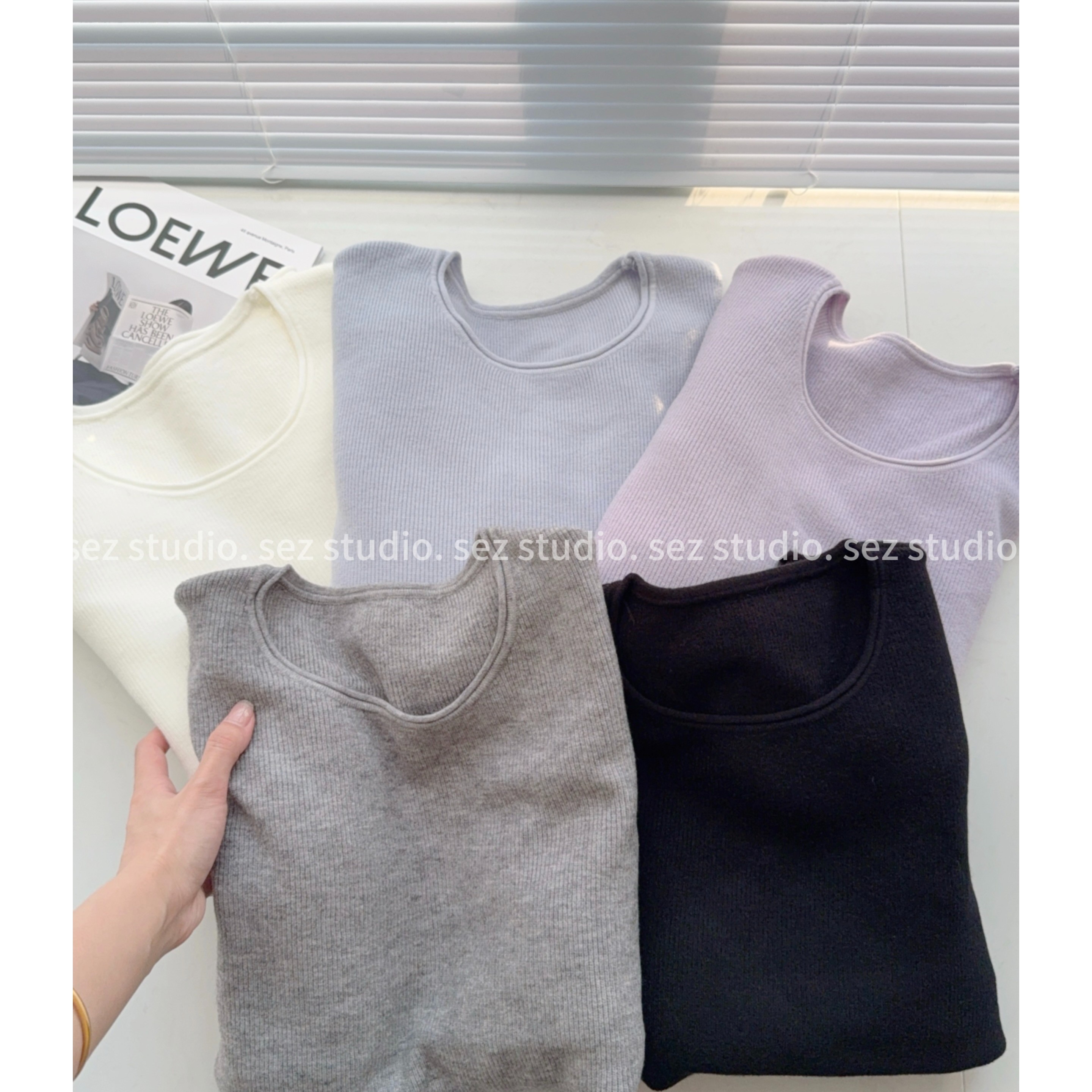 秋冬韩版软糯修身圆领纯色内搭长袖针织衫女安迪绒打底衫毛衣上衣