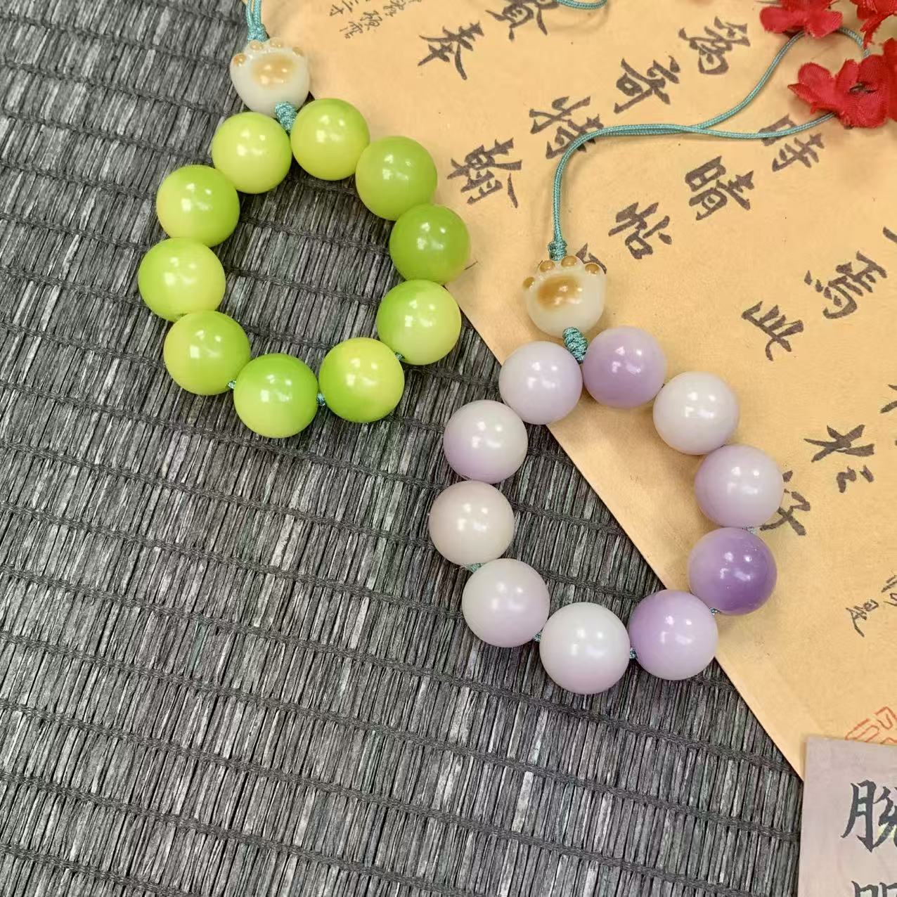 青柠紫葡萄 菩提根手机链 吊坠