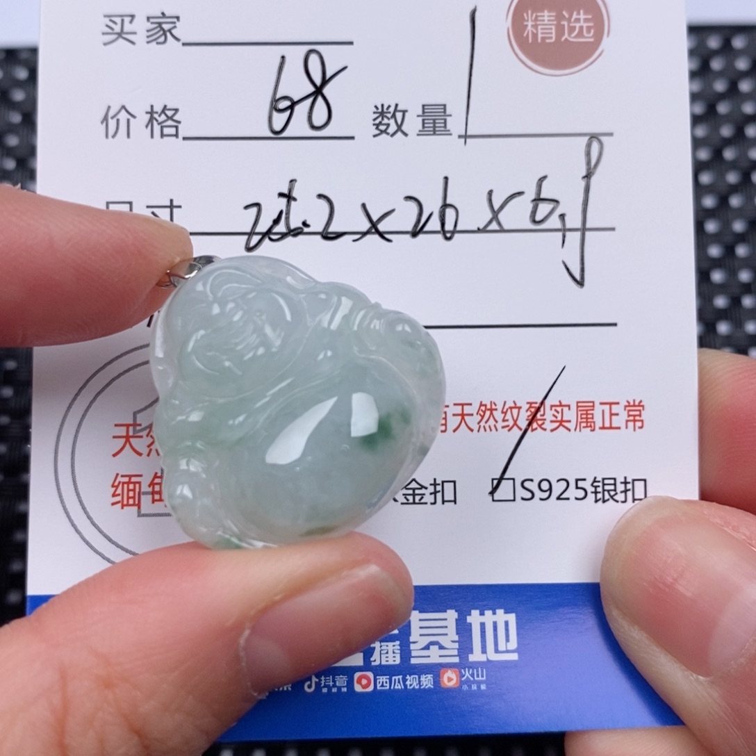 翡翠颈饰银S925镶嵌挂件