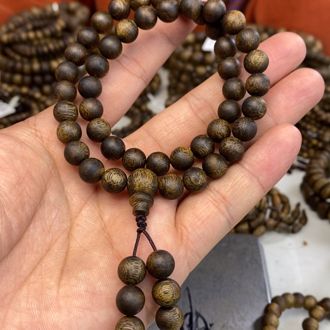 手串沉香奇楠沉香圆珠0.8双圈12.8克