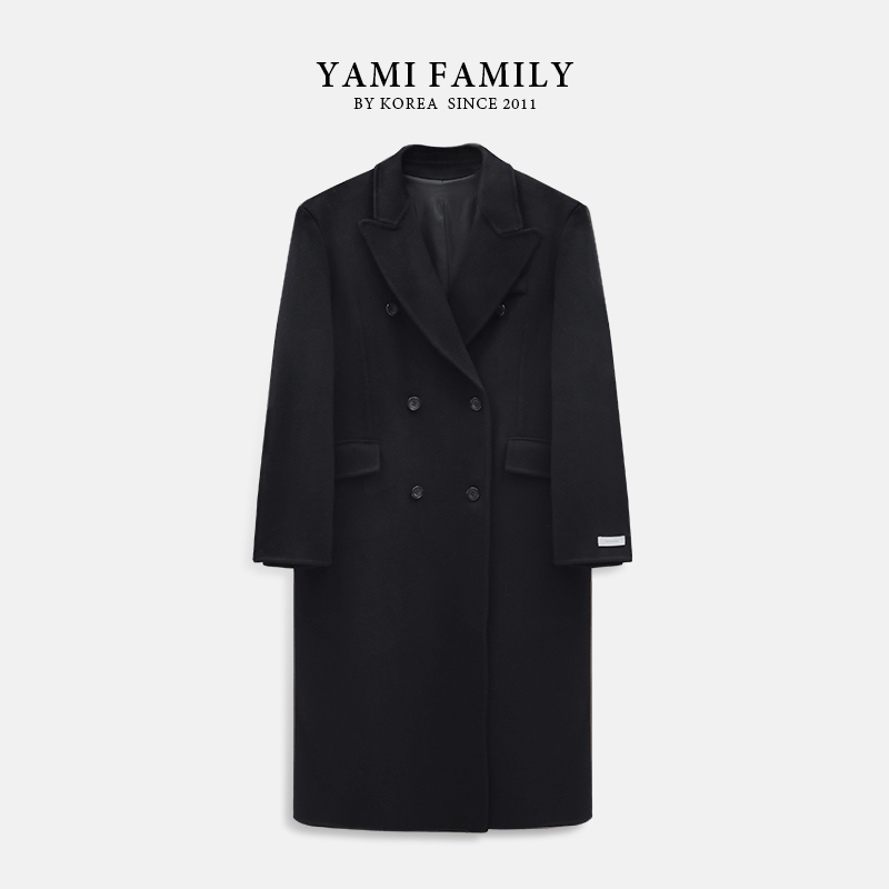 大连亚美【战袍】YM 843 时尚休闲中长款翻领秋冬长款双面羊毛大衣