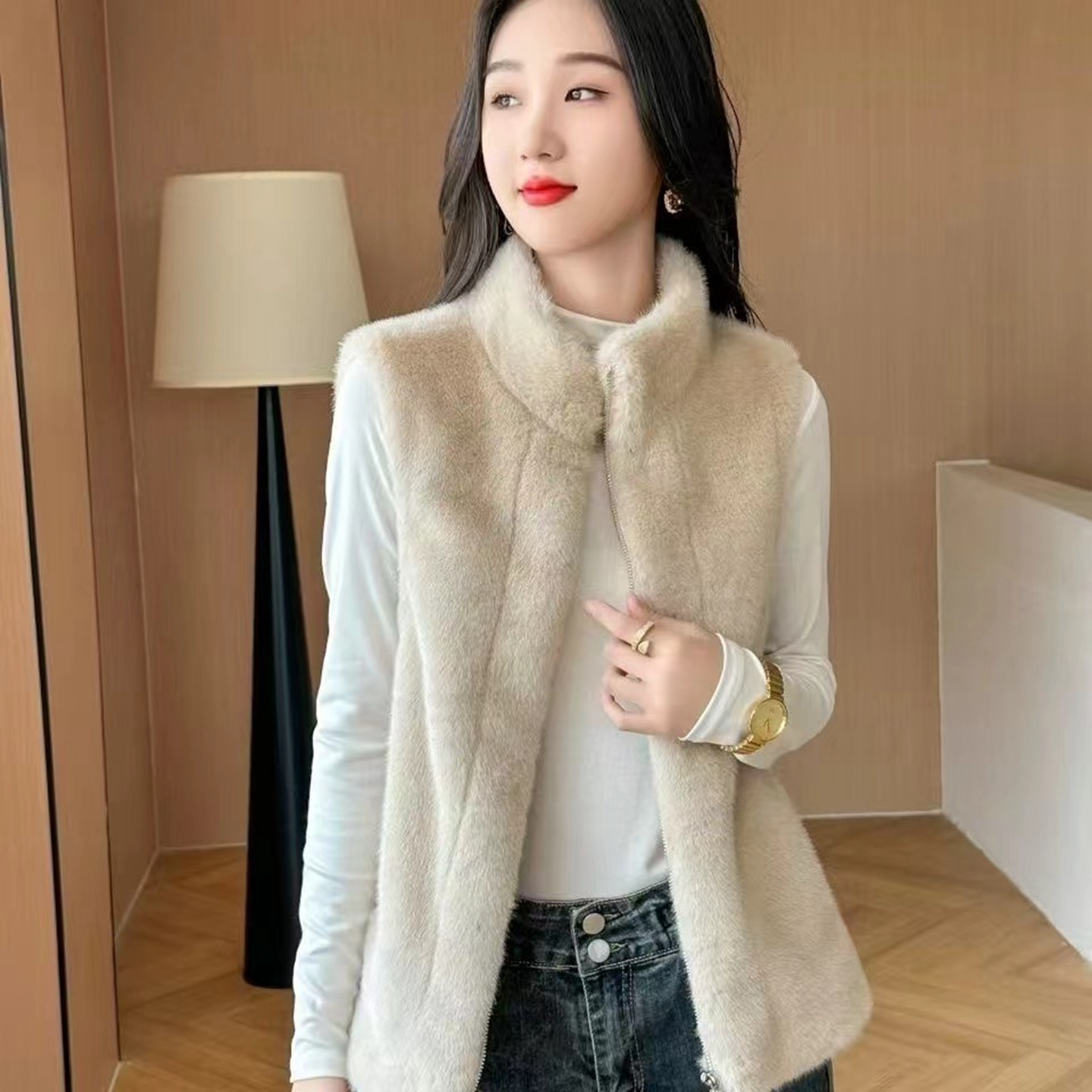 酷飒秋冬外套女马甲新款时尚洋气马夹坎肩高级感立领短款保暖背心