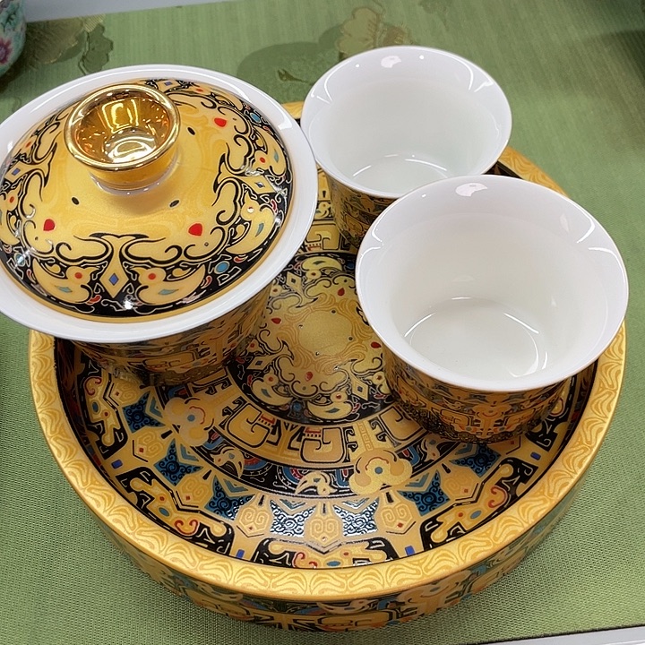 茶***影景德镇陶瓷盖碗茶具