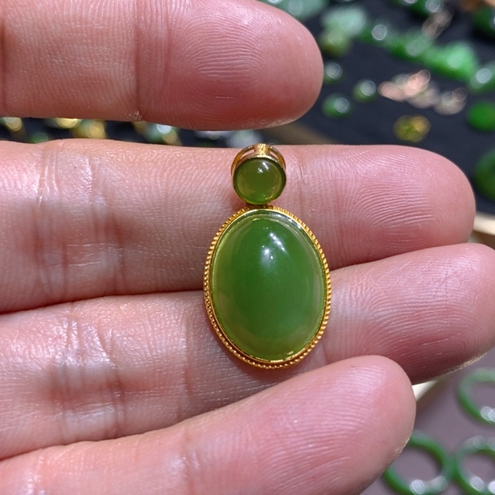 和田玉（碧玉）戒指银S925镶嵌