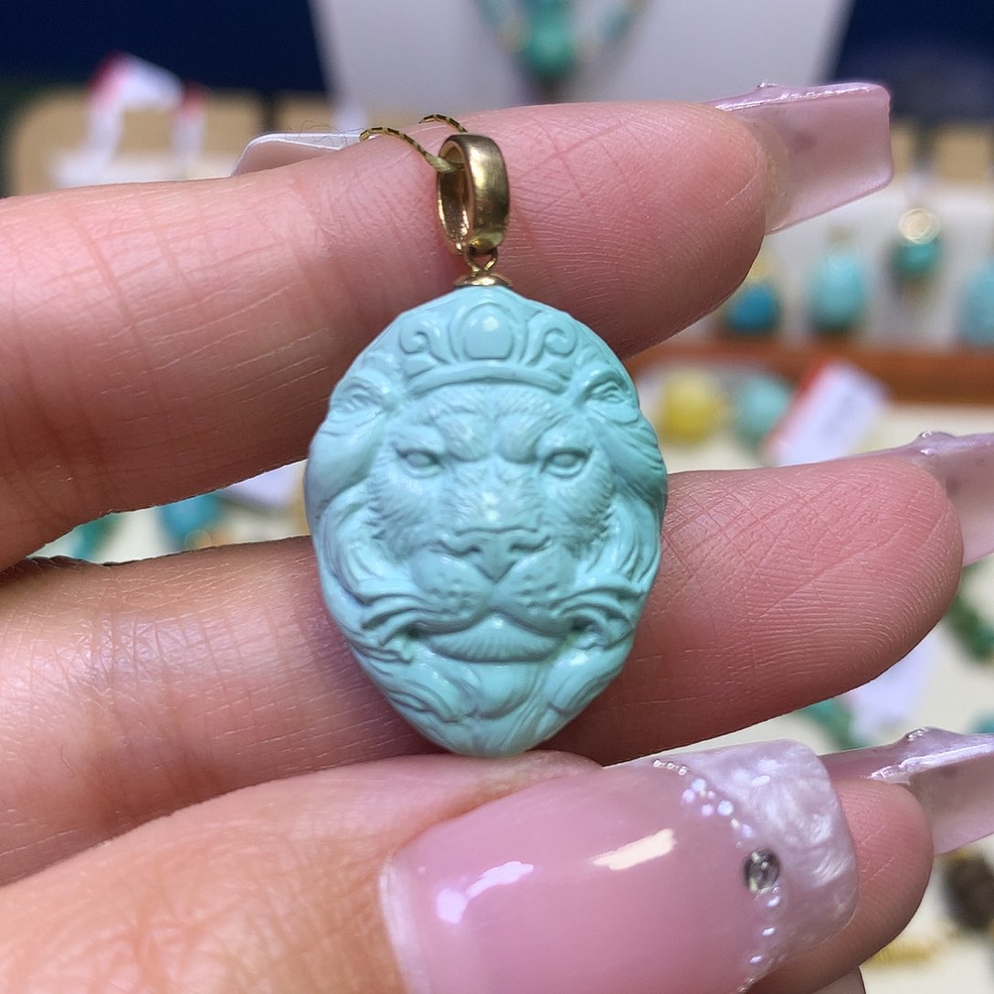 绿松石18K金镶嵌吊坠(不含链)