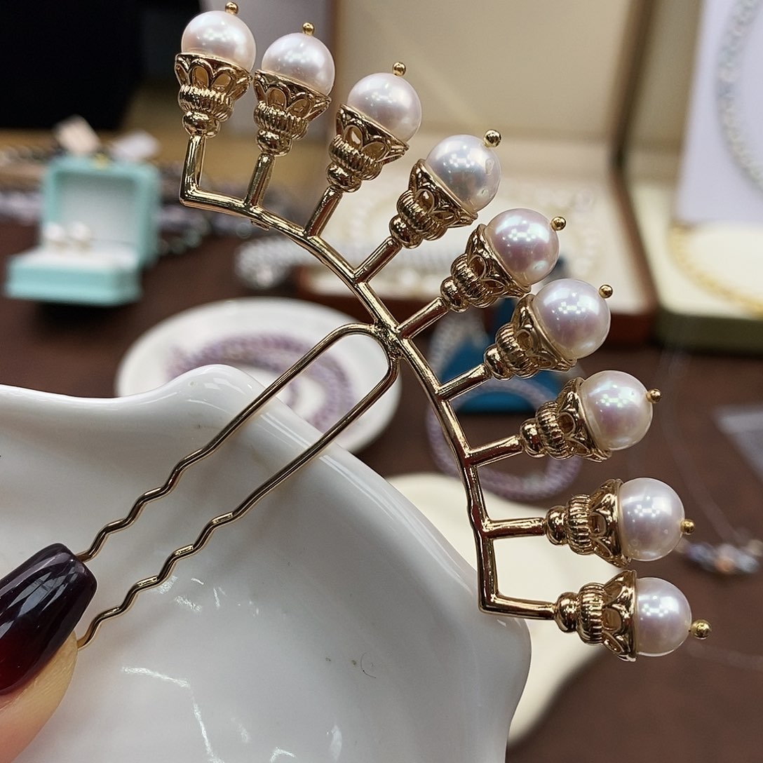 发饰合金淡水珍珠
