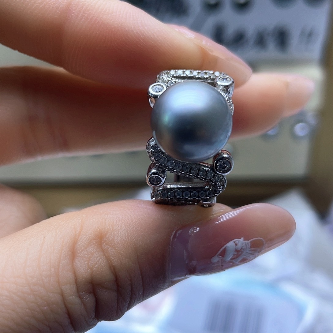 海水珍珠戒指银S925镶嵌