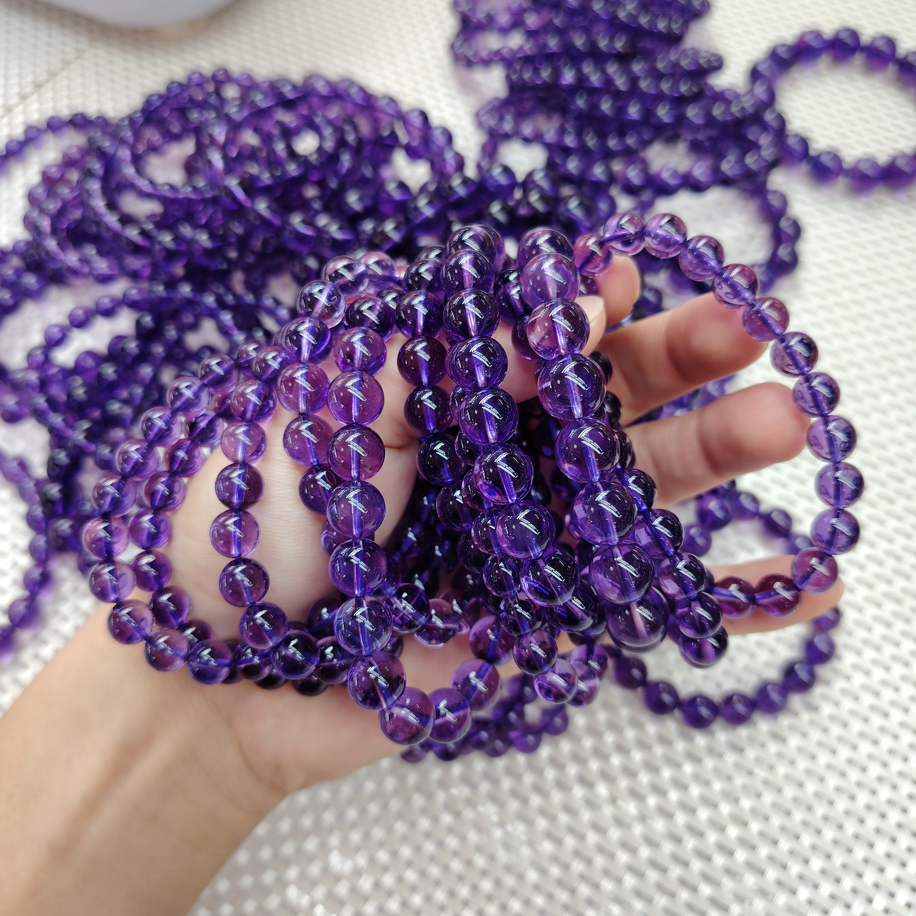 天然紫水晶手串直播间乌拉圭紫晶手链巴西紫水晶男女同款时尚水晶