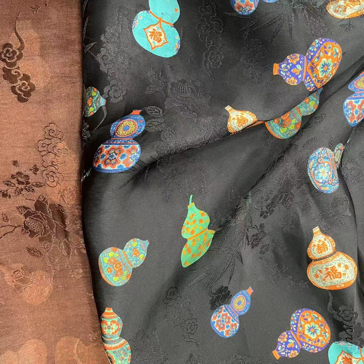 【绒兰】品牌打样！重磅丝绸服装面料 67号  宝玉葫芦