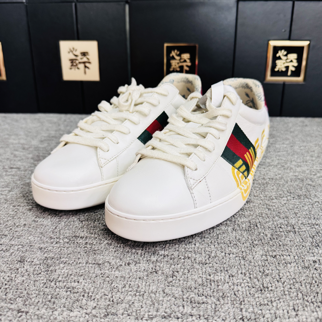 95新 GUCCI/古驰 ACE花卉印花小白鞋43码ysc3224