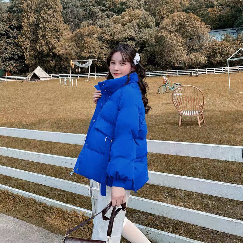 百搭短款时尚拼接韩版宽松型收腰小花棉袄棉服