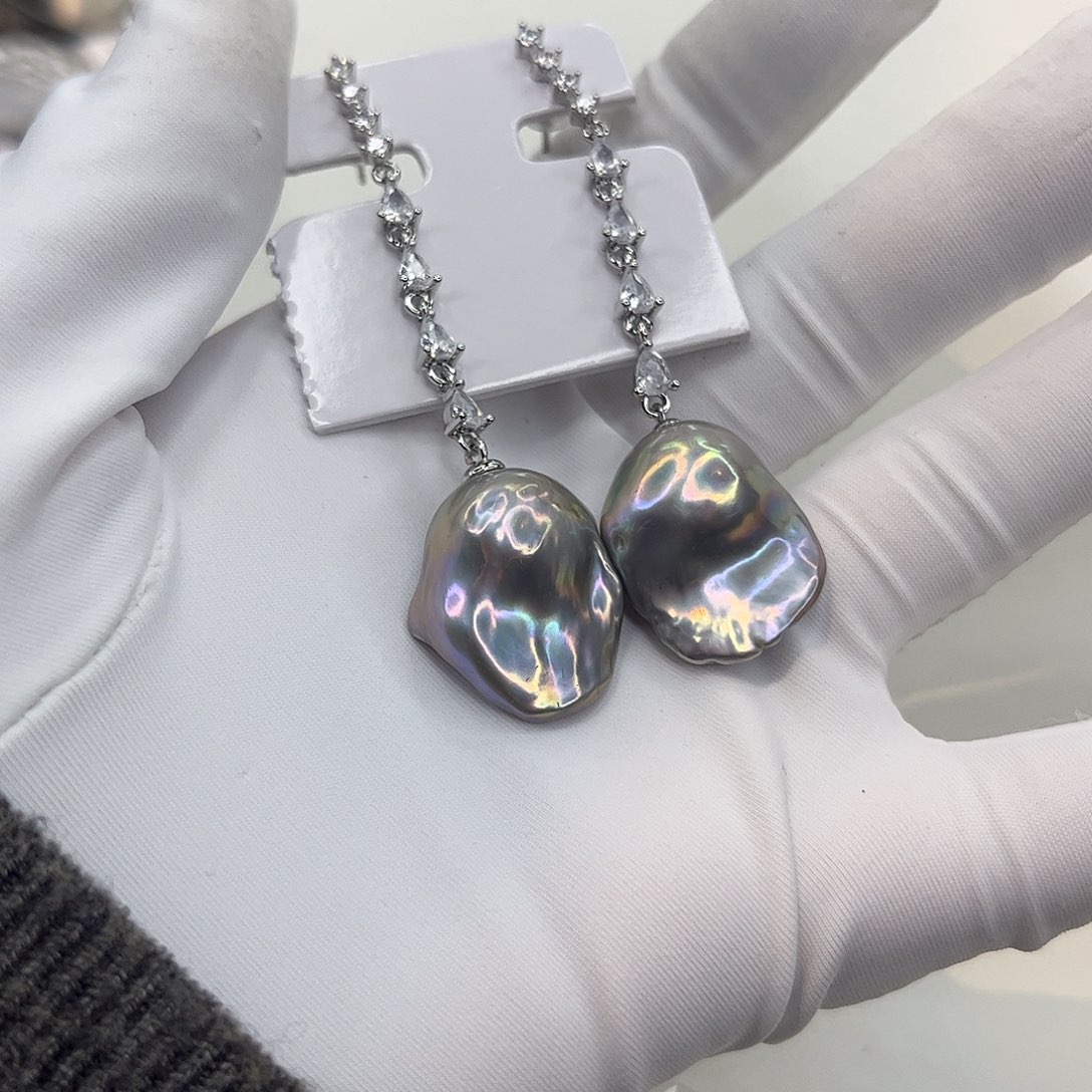 耳饰合金淡水珍珠