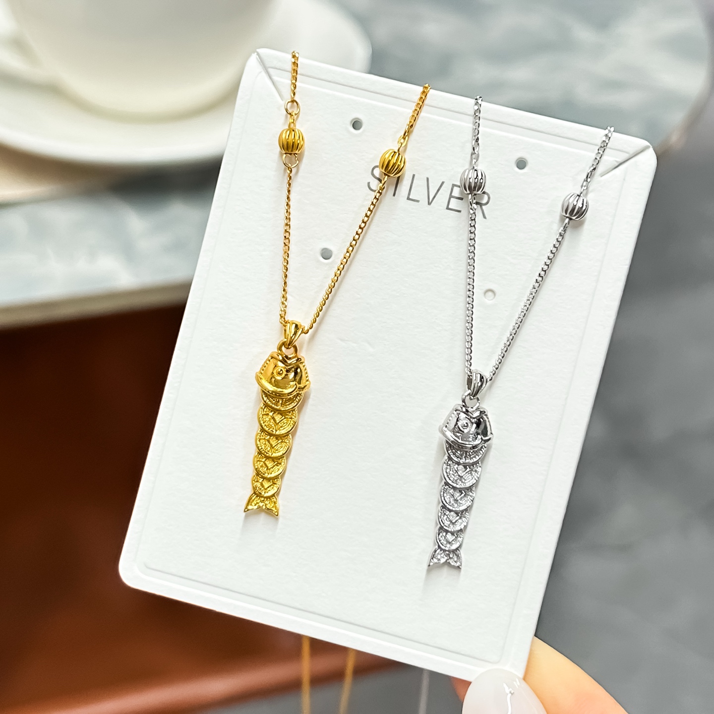 坠链均925银 女五帝铜钱锦鲤吊坠锁骨链时尚百搭新中式高级感链坠