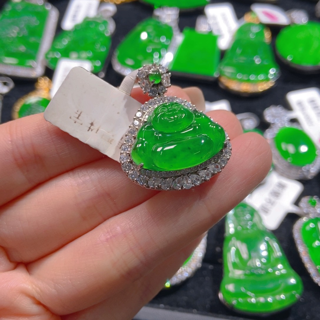 翡翠吊坠(不含链)银S925镶嵌