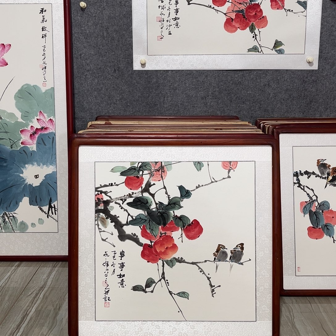国画书画作品带框63×63