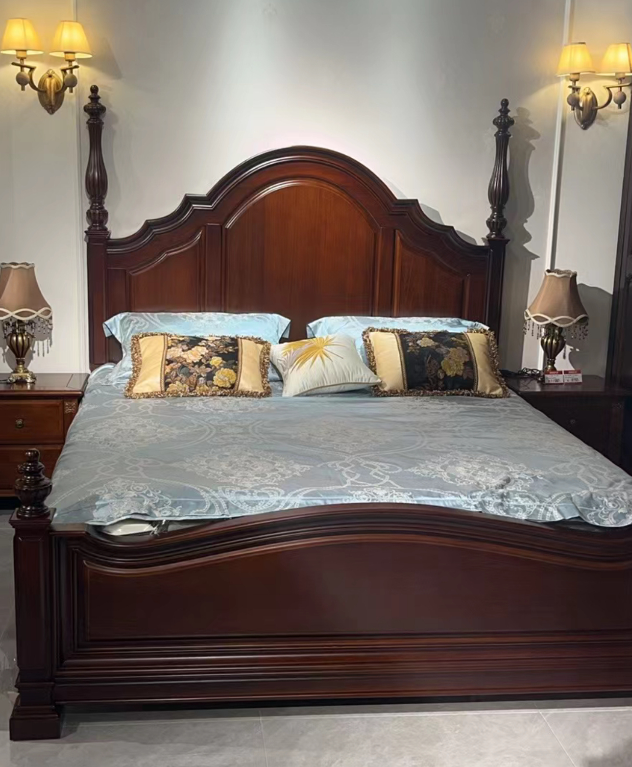 金丝黄檀JH-Y01床 美式乡村复古罗马柱婚床 主卧大床实木床家具