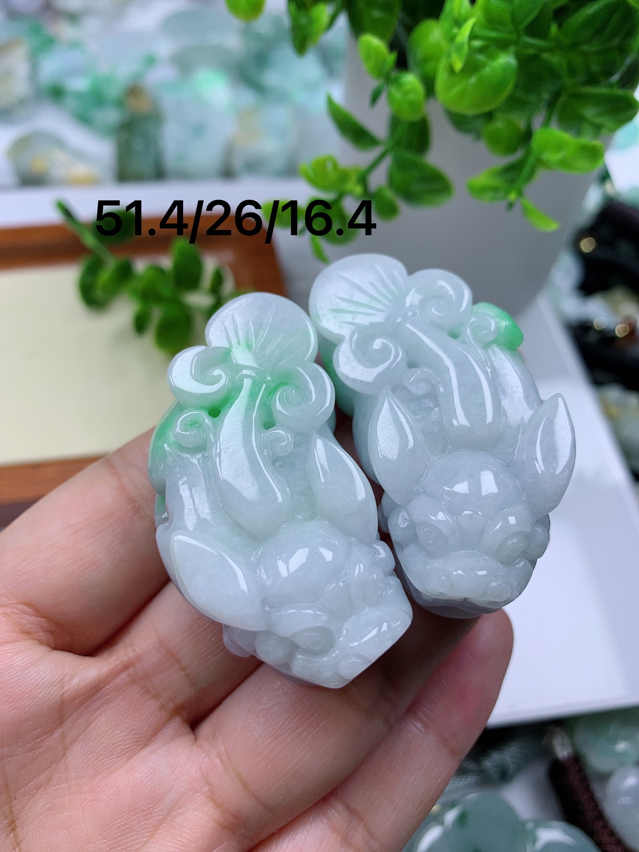 天然翡翠A货白底飘阳绿招财貔貅吊坠（拍下随机发一）