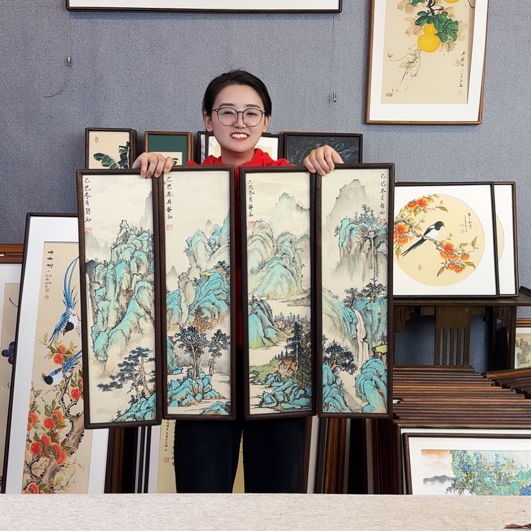 国画手绘带框尺寸：20*70