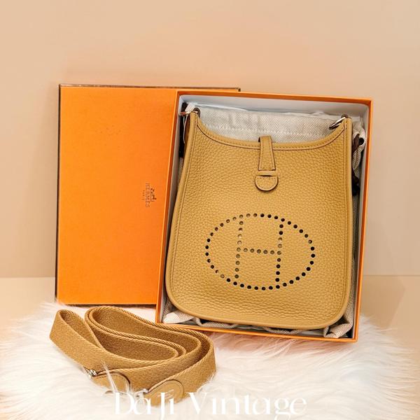 大吉中古/Hermes爱马仕饼干色伊芙琳16银扣斜挎包