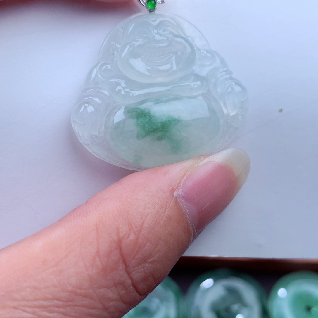 翡翠吊坠(不含链)18K金镶嵌