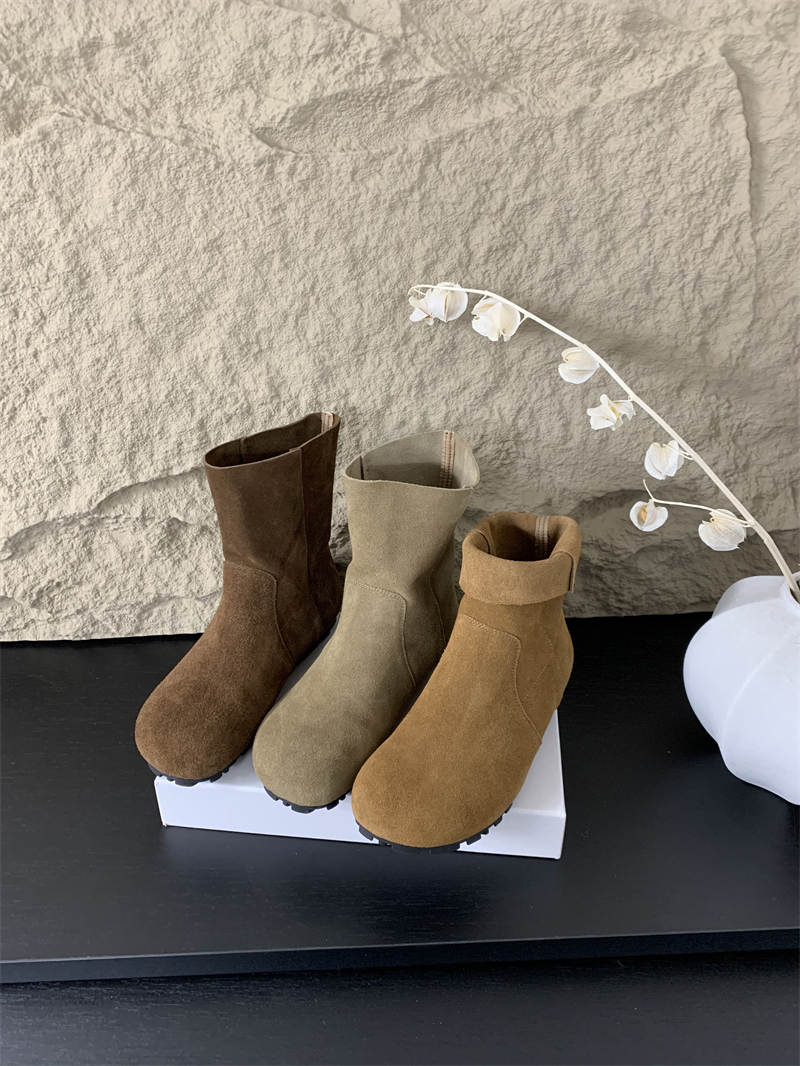 新款勃肯靴磨砂真皮复古短筒时装外穿韩版平底短靴
