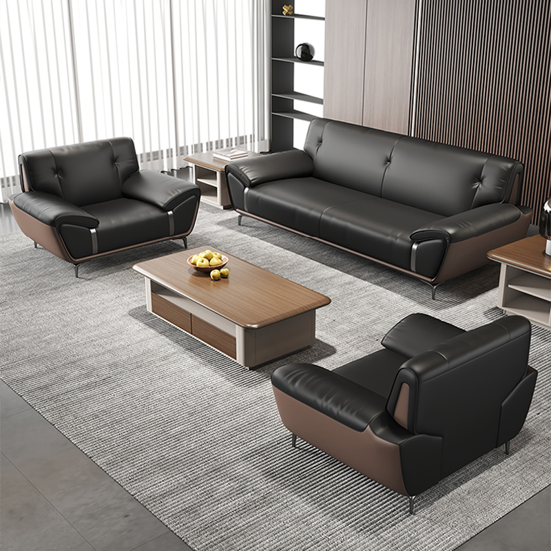 高档办公室沙发大气总裁董事长老板会客商务接待茶几组合套装