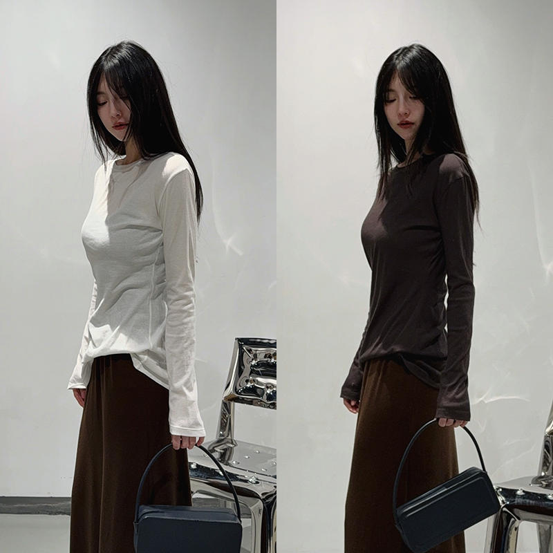 xcollection 25春夏新品万能长袖打底T经典简约百搭长绒棉舒适