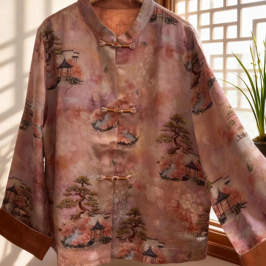 （万紫千红）山水楼阁新中式国风立领宽松上衣外套