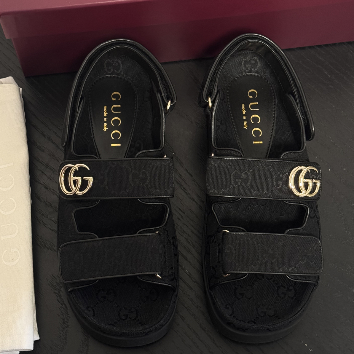 未使用 GUCCI/古驰 Gucci新款双G凉鞋魔术贴 39码