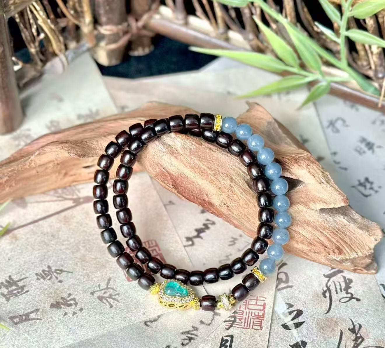 小叶紫檀双圈手串礼盒K0001