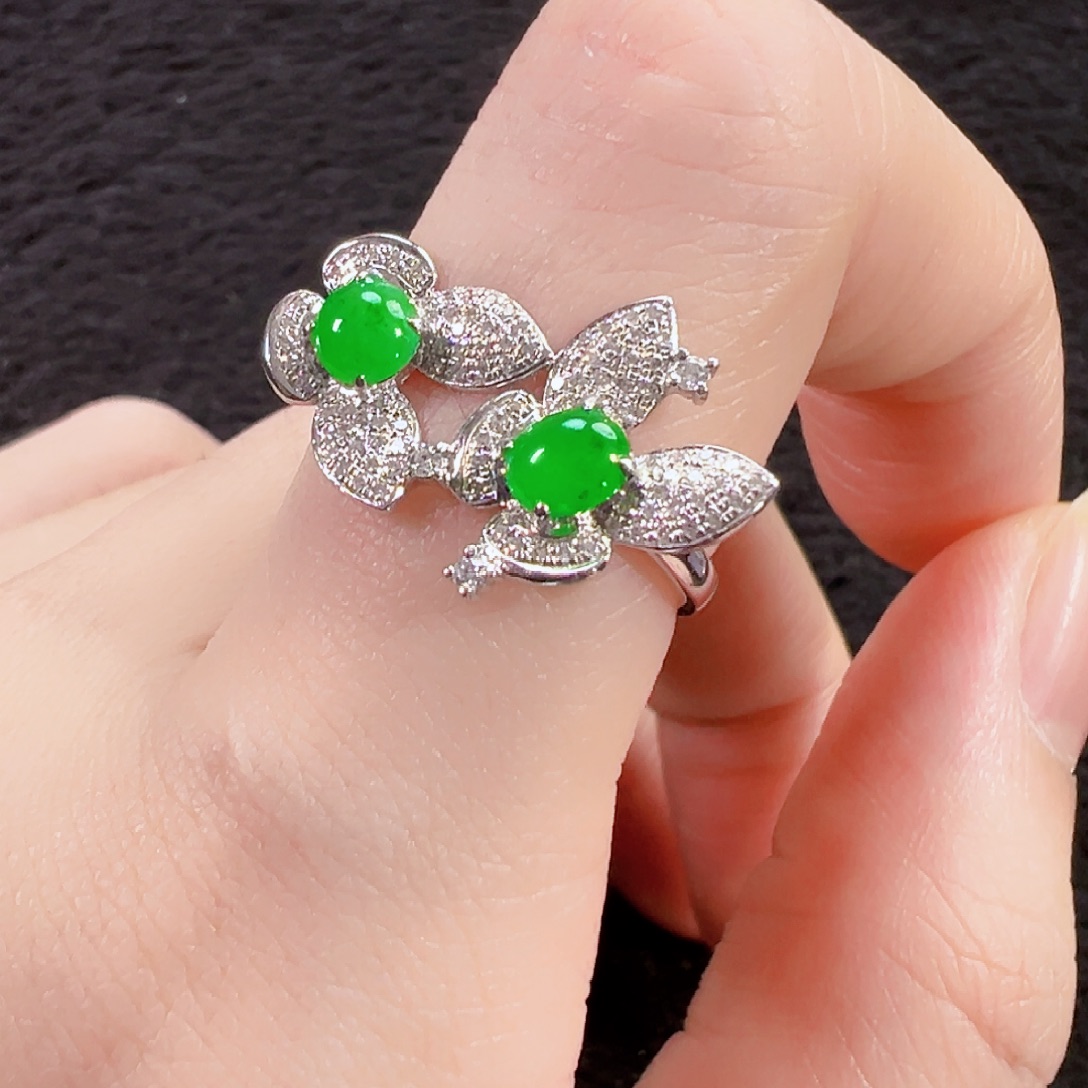 翡翠18K金镶嵌戒指签收后24小时鉴赏期