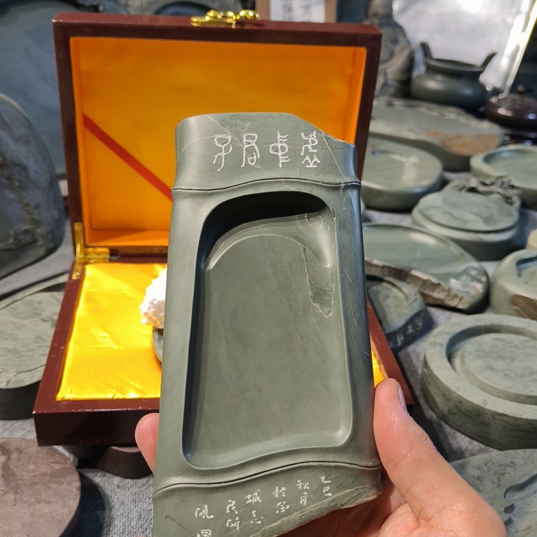 小***友老坑洮砚，黄志民大师纯手工竹节砚