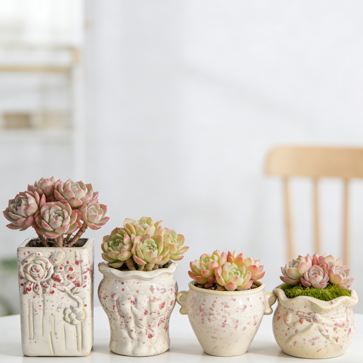 多肉透气花盆大小口径复古清新北欧风中国风桌面绿植花器1511