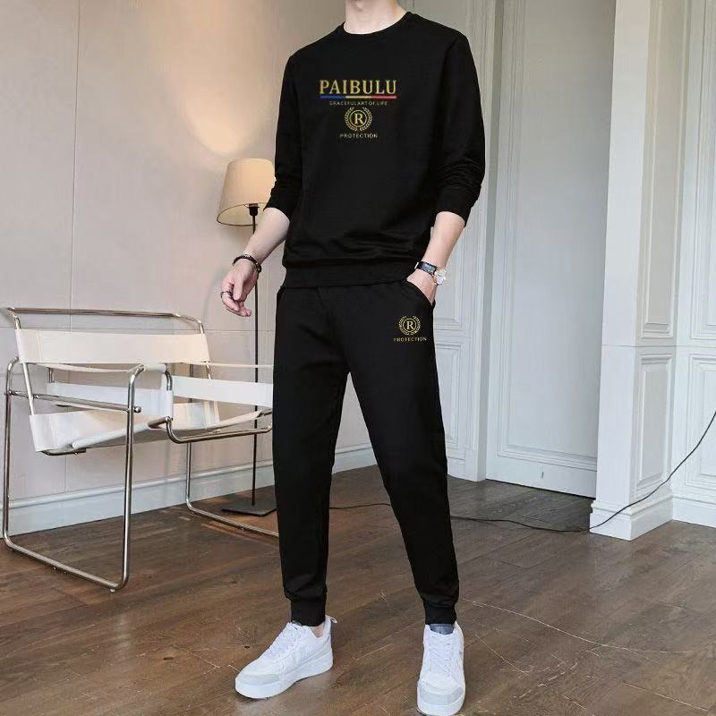 长袖春秋男秋季圆领休闲运动套装裤子宽松春季时尚