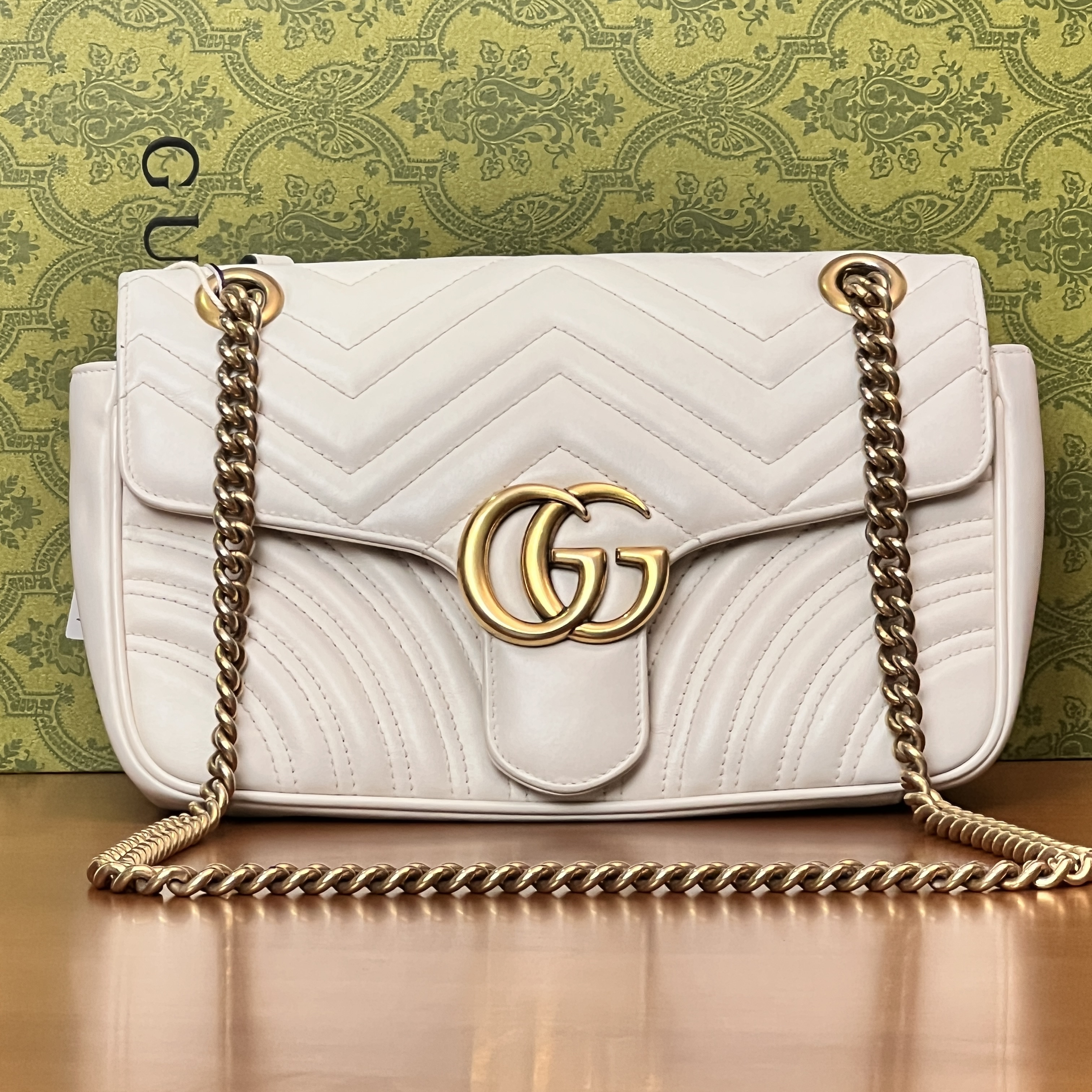 95新 GUCCI/古驰 白金马蒙26/云海优选/58805